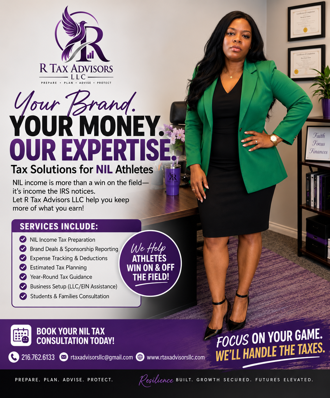 R Tax Advisors NIL tax services for athletes and creators
